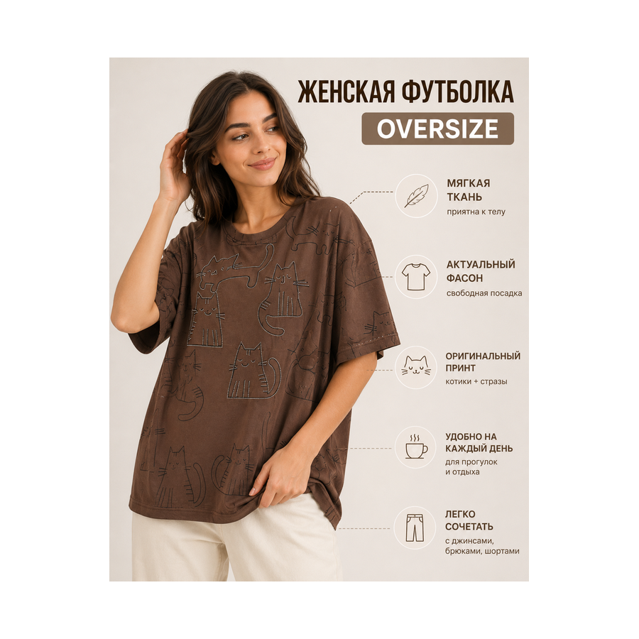 Женская футболка с принтом Oversize